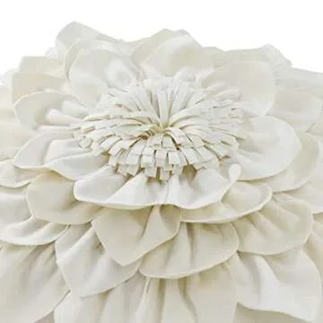 OiseauVoler 3D Flower Decorative Throw Pillow Covers Floral Pillow Shams Soft Velvet Pillowcases Home Sofa Car Bed Room Decor 18 x 18 Inches Cream White