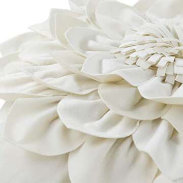 OiseauVoler 3D Flower Decorative Throw Pillow Covers Floral Pillow Shams Soft Velvet Pillowcases Home Sofa Car Bed Room Decor 18 x 18 Inches Cream White