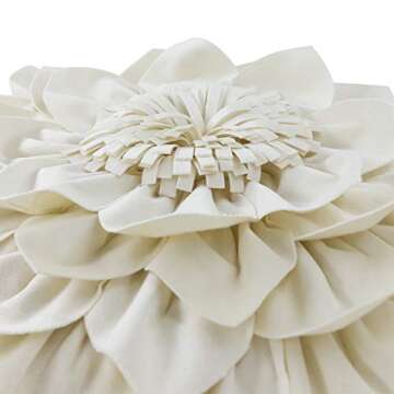 OiseauVoler 3D Flower Decorative Throw Pillow Covers Floral Pillow Shams Soft Velvet Pillowcases Home Sofa Car Bed Room Decor 18 x 18 Inches Cream White