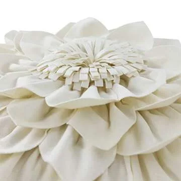 OiseauVoler 3D Flower Decorative Throw Pillow Covers Floral Pillow Shams Soft Velvet Pillowcases Home Sofa Car Bed Room Decor 18 x 18 Inches Cream White