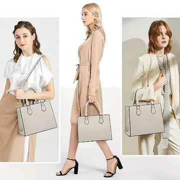 CHICAROUSAL Crossbody Purses and Handbags for Women PU Leather Tote Top Handle Satchel Shoulder Bags (Cream Grey)