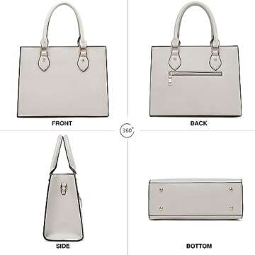 CHICAROUSAL Crossbody Purses and Handbags for Women PU Leather Tote Top Handle Satchel Shoulder Bags (Cream Grey)