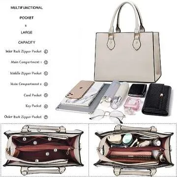 CHICAROUSAL Crossbody Purses and Handbags for Women PU Leather Tote Top Handle Satchel Shoulder Bags (Cream Grey)