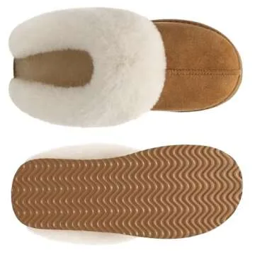 Litfun Fuzzy Platform Slippers for Women Comfy Winter House Shoes with Memory Foam Indoor Outdoor, Chestnut 40-41 (size 7.5-8)