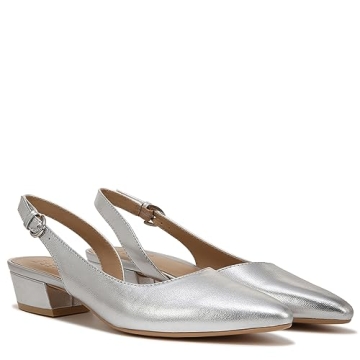 Naturalizer Womens Banks Slingback Low Heel Pumps - Silver
