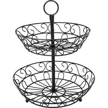 Sorbus Fruit Basket for Kitchen - 2-Tier Countertop Fruit Holder & Decorative Bowl Stand — Perfect for Fruit, Vegetables, Produce, & Snacks