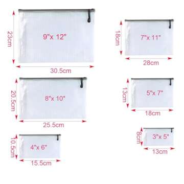 Oaimyy-24PCS-3 x 5" inchs-Mesh Zipper Pouch, Plastic Zip File Folders Puzzle Bags for Organizing,Office Supplies,Travel,Home Storage-Black