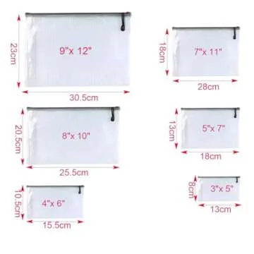 Oaimyy-24PCS-3 x 5" inchs-Mesh Zipper Pouch, Plastic Zip File Folders Puzzle Bags for Organizing,Office Supplies,Travel,Home Storage-Black