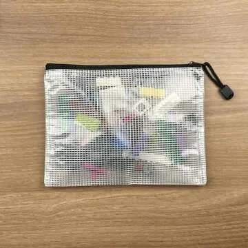 Oaimyy-24PCS-3 x 5" inchs-Mesh Zipper Pouch, Plastic Zip File Folders Puzzle Bags for Organizing,Office Supplies,Travel,Home Storage-Black