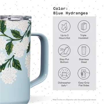 Corkcicle Floral Insulated Mug - 16 oz Travel Tumbler