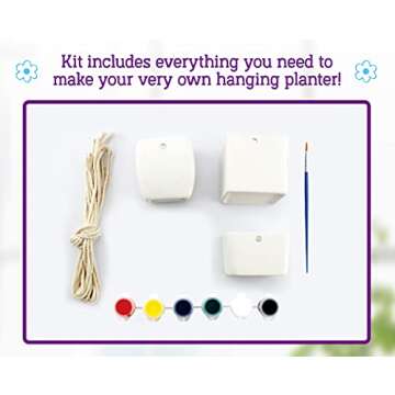 Kids Paint Your Own Hanging Flower Pot Planter Craft Kit - Ceramic Painting Kit - Craft Kit for Kids