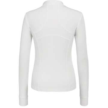 COOrun Women's Running Jacket Long Sleeve Workout Jacket with Thumb Holes Zip Up Running Jacket Lightweight White L