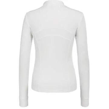 COOrun Women's Running Jacket Long Sleeve Workout Jacket with Thumb Holes Zip Up Running Jacket Lightweight White L