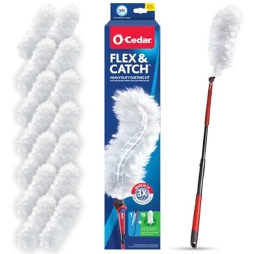 O-Cedar Flex & Catch Heavy Duty Dusting Kit with 15 Disposable Duster Refills | Extendable 3 Ft Hand...