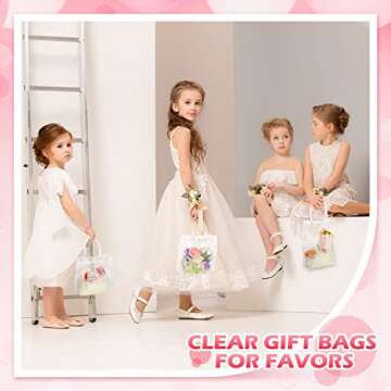 Mimorou 60 Pack Clear PVC Gift Bags with Handles Reusable Plastic Gift Wrap Tote Bags Transparent Shopping Bags for Christmas Party Favors Weddings, 9 x 6.3 x 2.8 Inches and 7.8 x 7.8 x 3.1 Inches