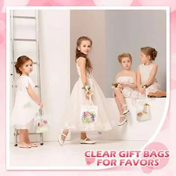 Mimorou 60 Pack Clear PVC Gift Bags with Handles Reusable Plastic Gift Wrap Tote Bags Transparent Shopping Bags for Christmas Party Favors Weddings, 9 x 6.3 x 2.8 Inches and 7.8 x 7.8 x 3.1 Inches