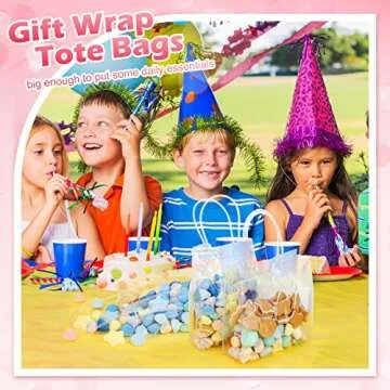 Mimorou 60 Pack Clear PVC Gift Bags with Handles Reusable Plastic Gift Wrap Tote Bags Transparent Shopping Bags for Christmas Party Favors Weddings, 9 x 6.3 x 2.8 Inches and 7.8 x 7.8 x 3.1 Inches