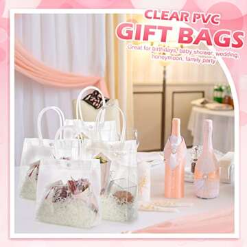 Mimorou 60 Pack Clear PVC Gift Bags with Handles Reusable Plastic Gift Wrap Tote Bags Transparent Shopping Bags for Christmas Party Favors Weddings, 9 x 6.3 x 2.8 Inches and 7.8 x 7.8 x 3.1 Inches