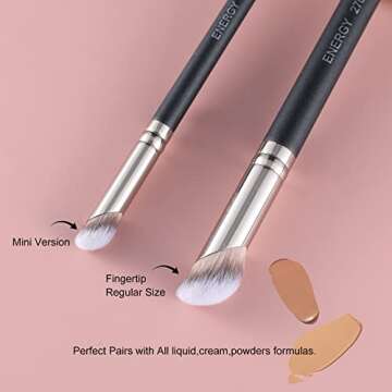 ENERGY Foundation Brushes Set - Angled Brush & Mini Concealer Brush Premium Synthetic Eye Makeup Bus...