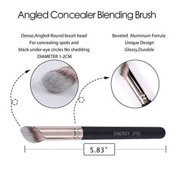 ENERGY Foundation Brushes Set - Angled Brush & Mini Concealer Brush Premium Synthetic Eye Makeup Bushes for Blending Liquid Foundation Cream Powder Cosmetics 270S/370S