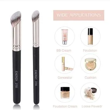 ENERGY Foundation Brushes Set - Angled Brush & Mini Concealer Brush Premium Synthetic Eye Makeup Bushes for Blending Liquid Foundation Cream Powder Cosmetics 270S/370S