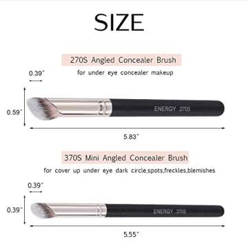 ENERGY Foundation Brushes Set - Angled Brush & Mini Concealer Brush Premium Synthetic Eye Makeup Bushes for Blending Liquid Foundation Cream Powder Cosmetics 270S/370S