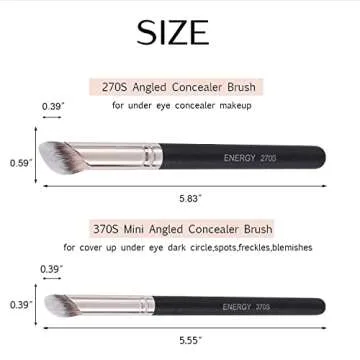 ENERGY Foundation Brushes Set - Angled Brush & Mini Concealer Brush Premium Synthetic Eye Makeup Bushes for Blending Liquid Foundation Cream Powder Cosmetics 270S/370S
