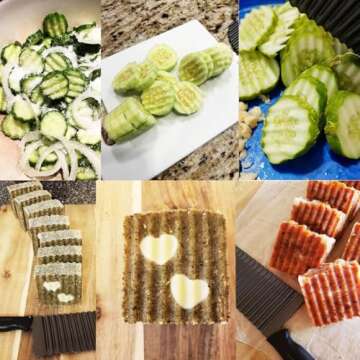 SHengwin Crinkle Potato Cutter, Crinkle Cut Knife for Veggies French Fry Cutter, Kitchen Wavy Slicer Knife for Chopping Carrot Cucumber Stainless Steel Blade 2.9" x 11.8"