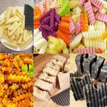 SHengwin Crinkle Potato Cutter, Crinkle Cut Knife for Veggies French Fry Cutter, Kitchen Wavy Slicer Knife for Chopping Carrot Cucumber Stainless Steel Blade 2.9" x 11.8"