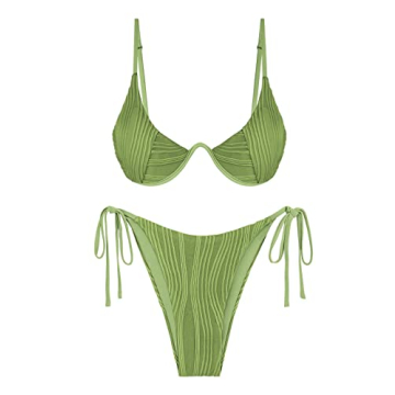 Stylish ZAFUL Women's Textured Underwire Bikini Set for a Flattering Summer Look