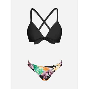 CUPSHE Women's Two Piece Bikini Set Floral Print Knot Bunny Tie