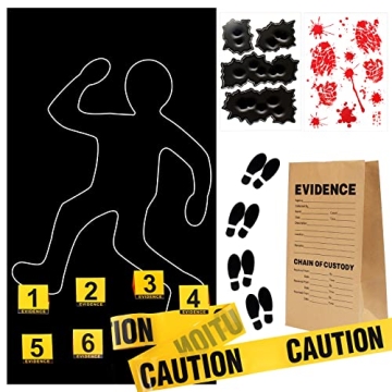Keymall 15 Pcs Crime Scene Decoration Kit - Thrilling Party Essentials for Murder Mystery and Hallow...