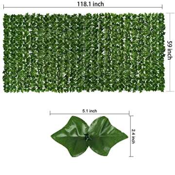 DearHouse Artificial Ivy Privacy Fence, 118x59in Artificial Hedges Fence and Faux Ivy Vine Leaf Decoration for Outdoor Garden Decor