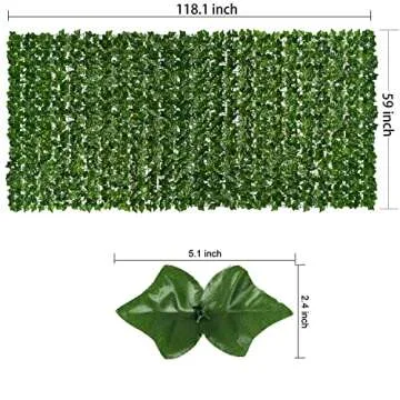 DearHouse Artificial Ivy Privacy Fence, 118x59in Artificial Hedges Fence and Faux Ivy Vine Leaf Decoration for Outdoor Garden Decor