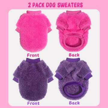 2 Pack Dog Sweaters for Small Dogs Girl Christmas Small Dog Sweater Winter Warm Puppy Sweater XXS Dog Clothes Chihuahua Sweater Cute Pet Apparel Cat Clothes