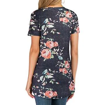 Ezcosplay Floral Print Asymmetric Hem Tunic for Women
