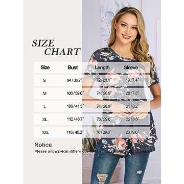 Ezcosplay Floral Print Asymmetric Hem Tunic for Women