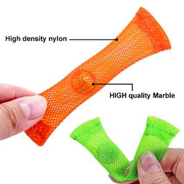 Dermasy Fidget Toys, Mesh Tube with Marble Fidget Toy for Children and Adults with ADHD ADD OCD Auti...