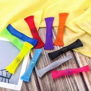 Dermasy Fidget Toys, Mesh Tube with Marble Fidget Toy for Children and Adults with ADHD ADD OCD Autism Focus Enhance