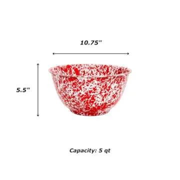 Crow Canyon Home Enamelware Salad Bowl - 5 Quart Black/White Splatter
