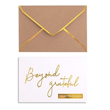 Winoo Design Gold Beyond Grateful Thank You Cards with Envelopes - 36 PK - Thank You Notes with Gold...