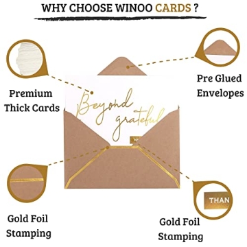 Elegant Gold Beyond Grateful Thank You Cards - 36 Pack