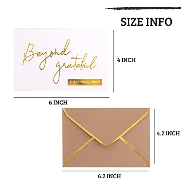 Elegant Gold Beyond Grateful Thank You Cards - 36 Pack