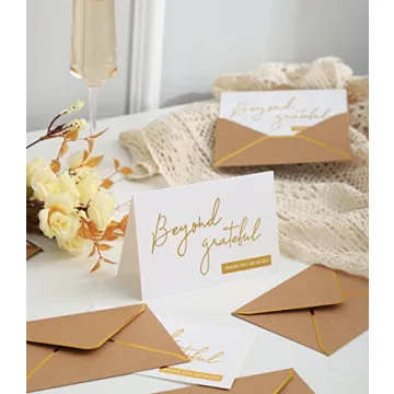 Elegant Gold Beyond Grateful Thank You Cards - 36 Pack