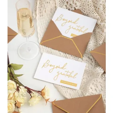 Elegant Gold Beyond Grateful Thank You Cards - 36 Pack