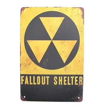 Vintage Fallout Shelter Metal Sign - Retro Wall Art Decor for Man Caves & Bars
