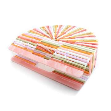 Womens Acrylic Top-Handle Bag Handmade Handbag Clutch Purse Bigger Size (multicolor)