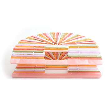 Womens Acrylic Top-Handle Bag Handmade Handbag Clutch Purse Bigger Size (multicolor)