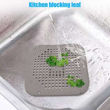 Square Drain Cover for Shower 5.7-inch TPR Drain Hair Catcher Flat Silicone Plug for Bathroom and Kitchen Filter Shower Drain Protection Flat Strainer Stopper with Suction Cups 2 Pack (White)