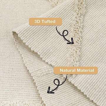 Uphome Boho Area Rug 4'x6' Washable Evil Eye Tufted Living Room Rug with Tassels Soft Cotton Woven N...